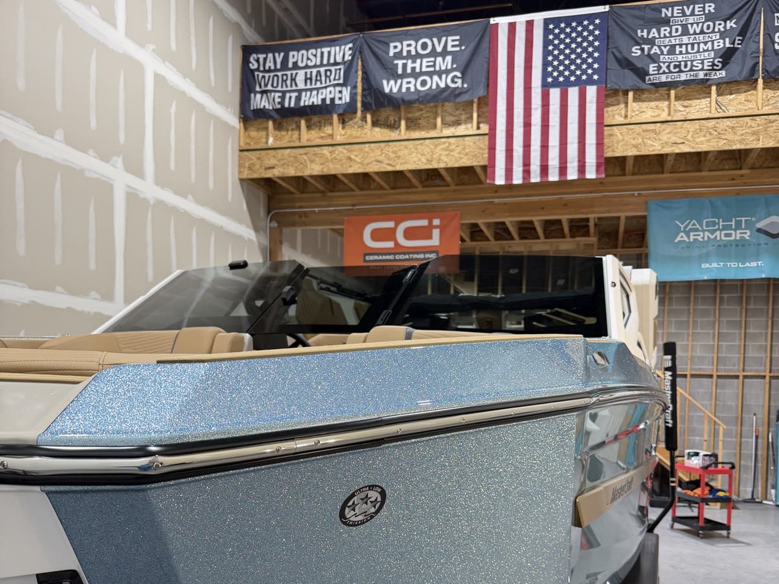Inside the Salty Mountain Detail & Protection shop in Bluffdale, Utah
